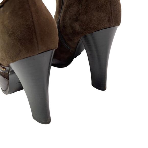 Diane Von Furstenberg Leather Ankle Booties Braided Studded Brown Suede Size 7.5 - Picture 9 of 16
